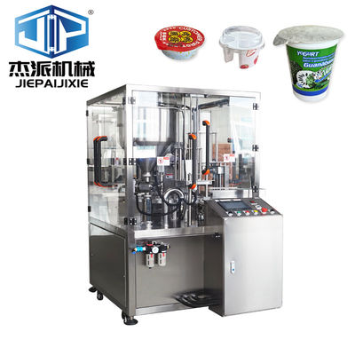 Machine automatique de remplissage et d'étanchéité de tasse de produits laitiers à confiture 380V avec régulation de température de trémie